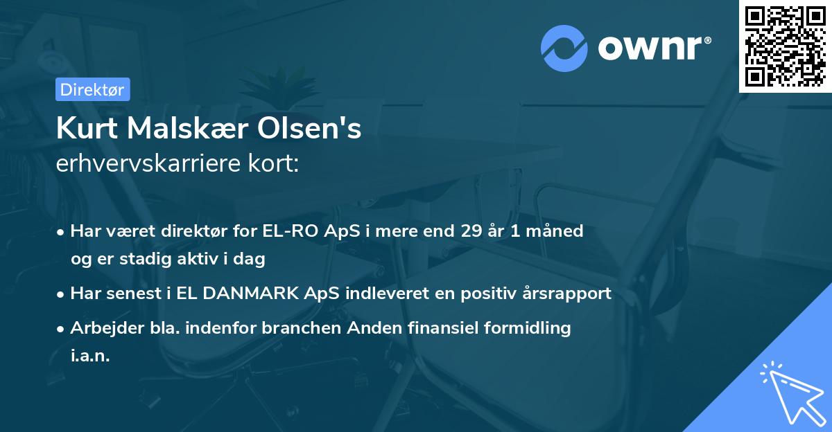 Kurt Malskær Olsen's erhvervskarriere kort