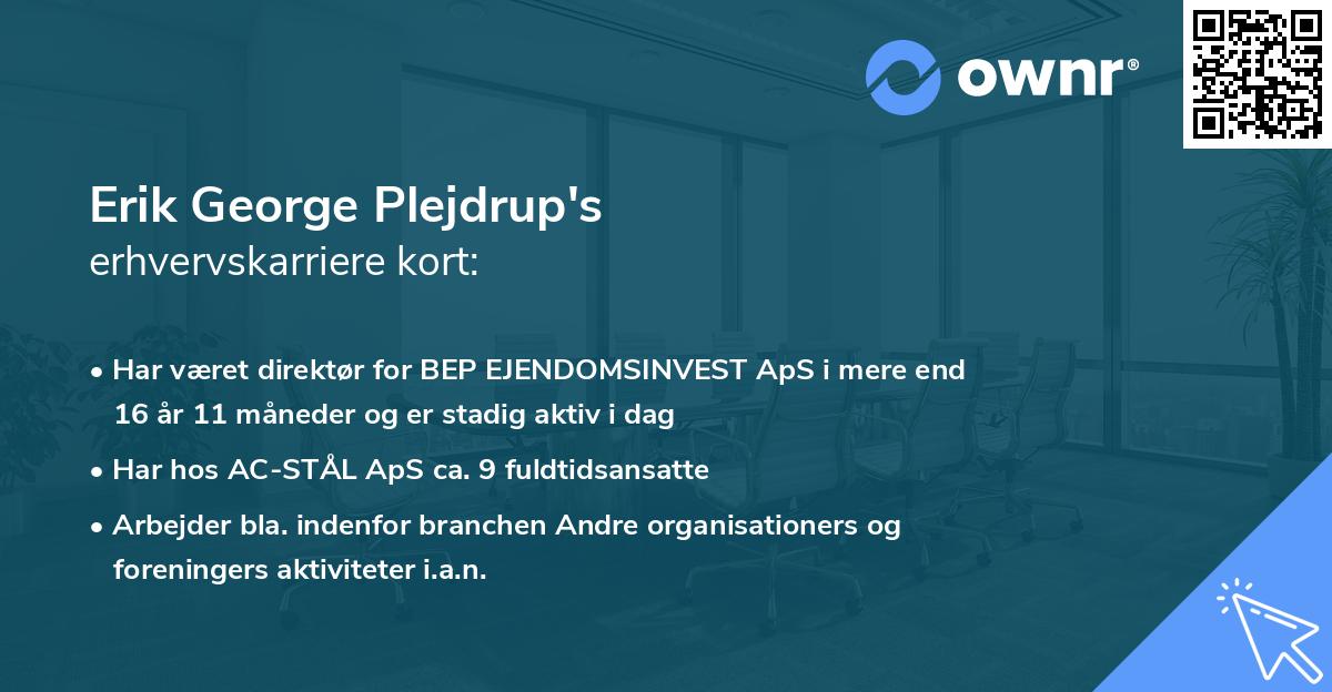 Erik George Plejdrup's erhvervskarriere kort