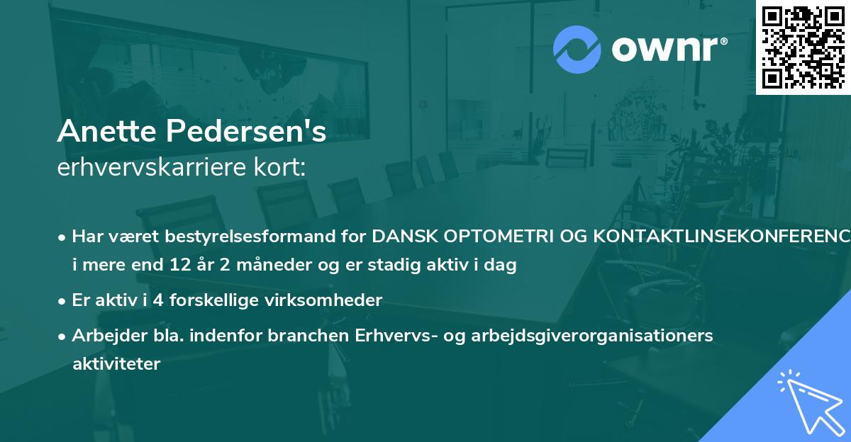 Anette Pedersen's erhvervskarriere kort