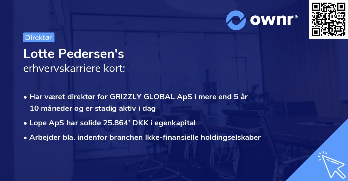Lotte Pedersen's erhvervskarriere kort