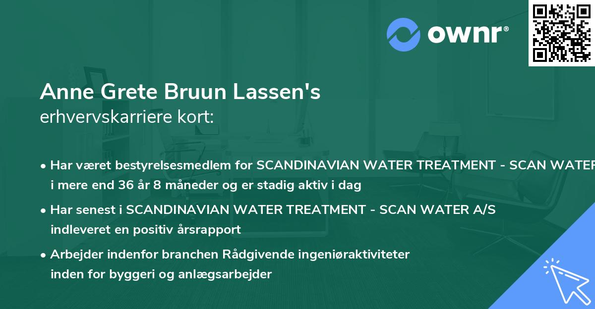 Anne Grete Bruun Lassen's erhvervskarriere kort