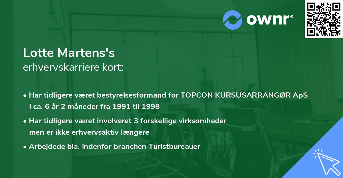 Lotte Martens's erhvervskarriere kort