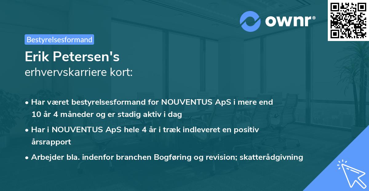 Erik Petersen's erhvervskarriere kort