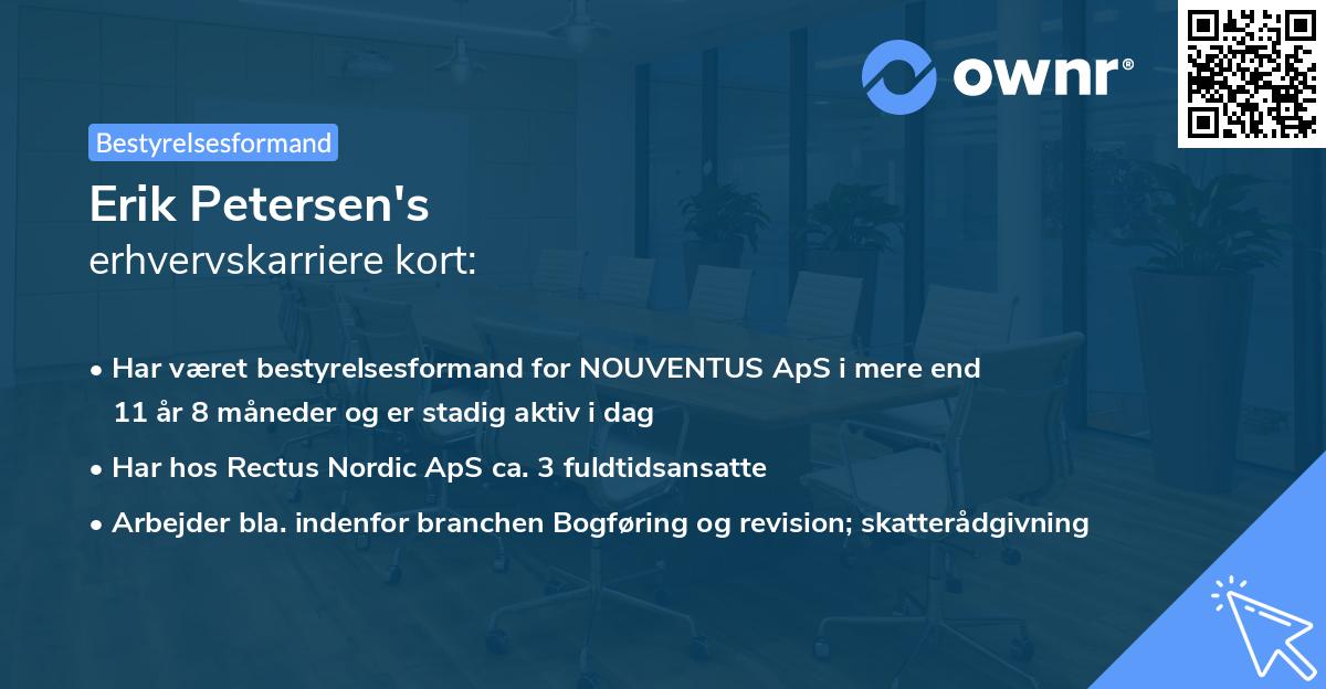 Erik Petersen's erhvervskarriere kort