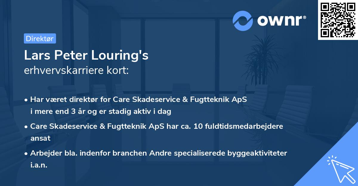 Lars Peter Louring's erhvervskarriere kort