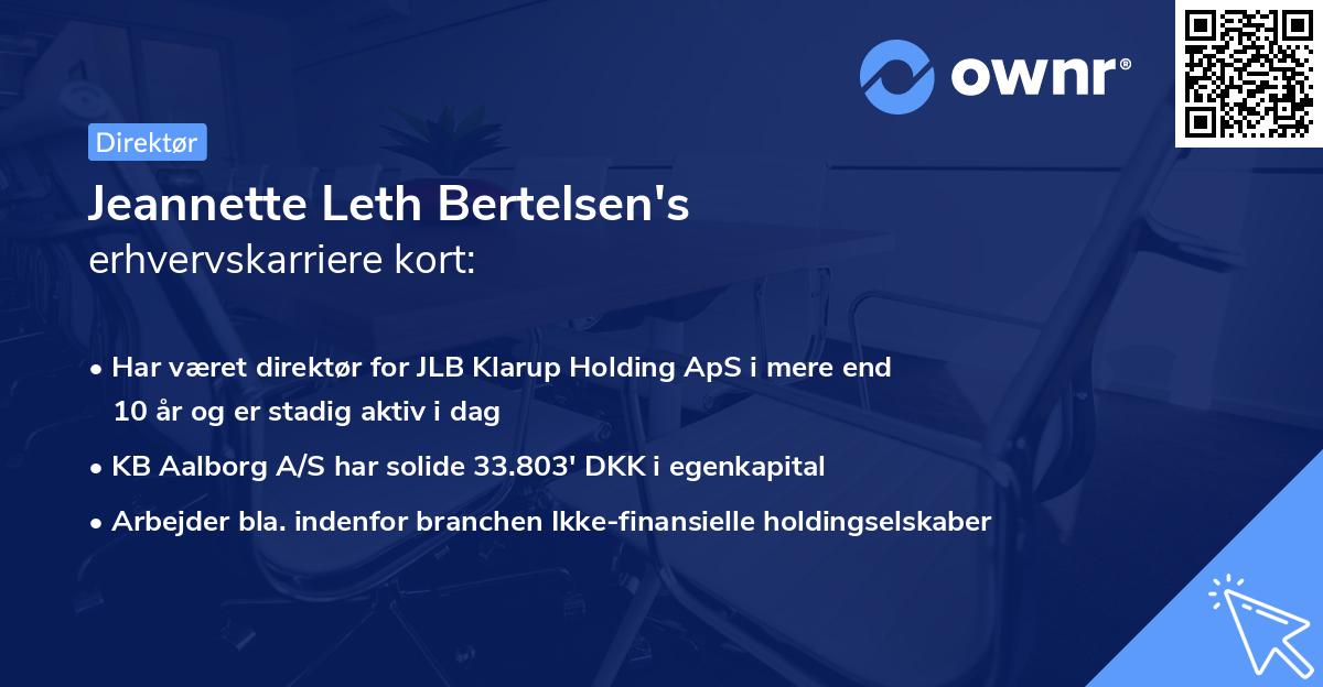 Jeannette Leth Bertelsen's erhvervskarriere kort