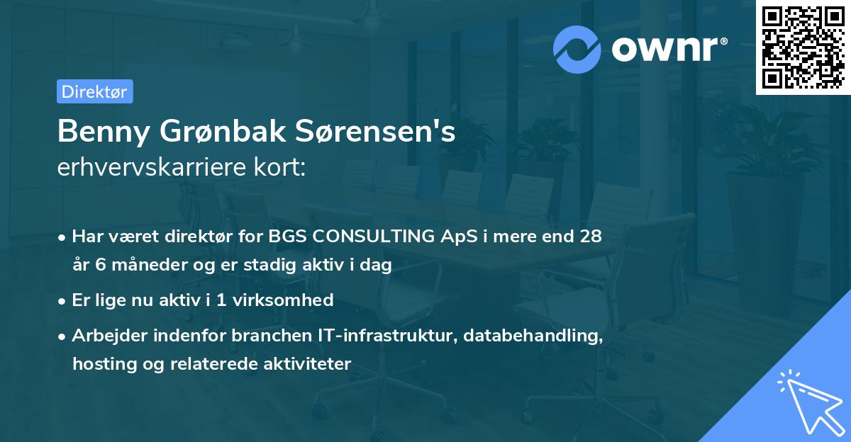 Benny Grønbak Sørensen's erhvervskarriere kort