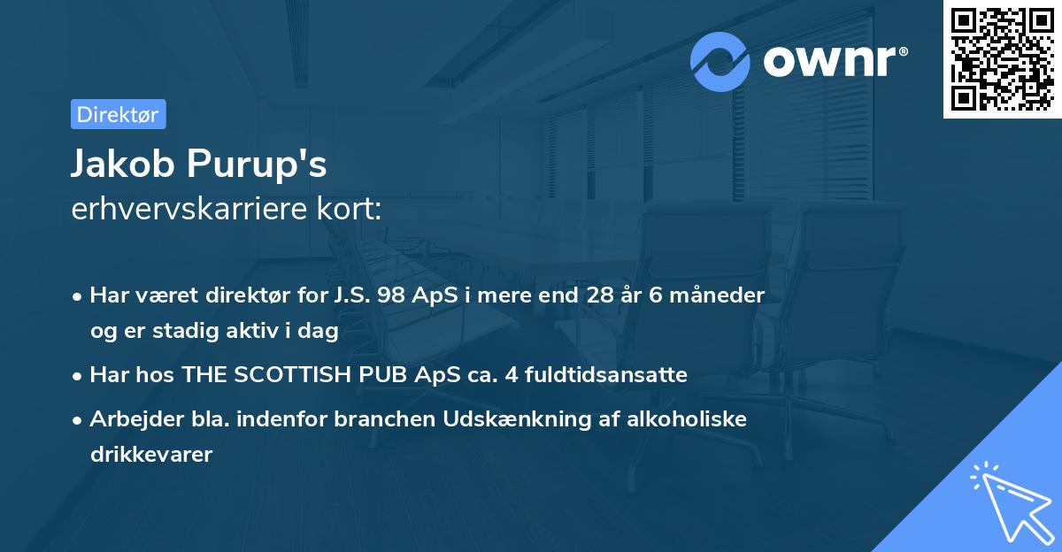 Jakob Purup's erhvervskarriere kort