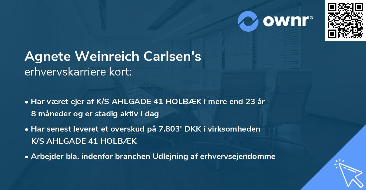 Agnete Weinreich Carlsen's erhvervskarriere kort