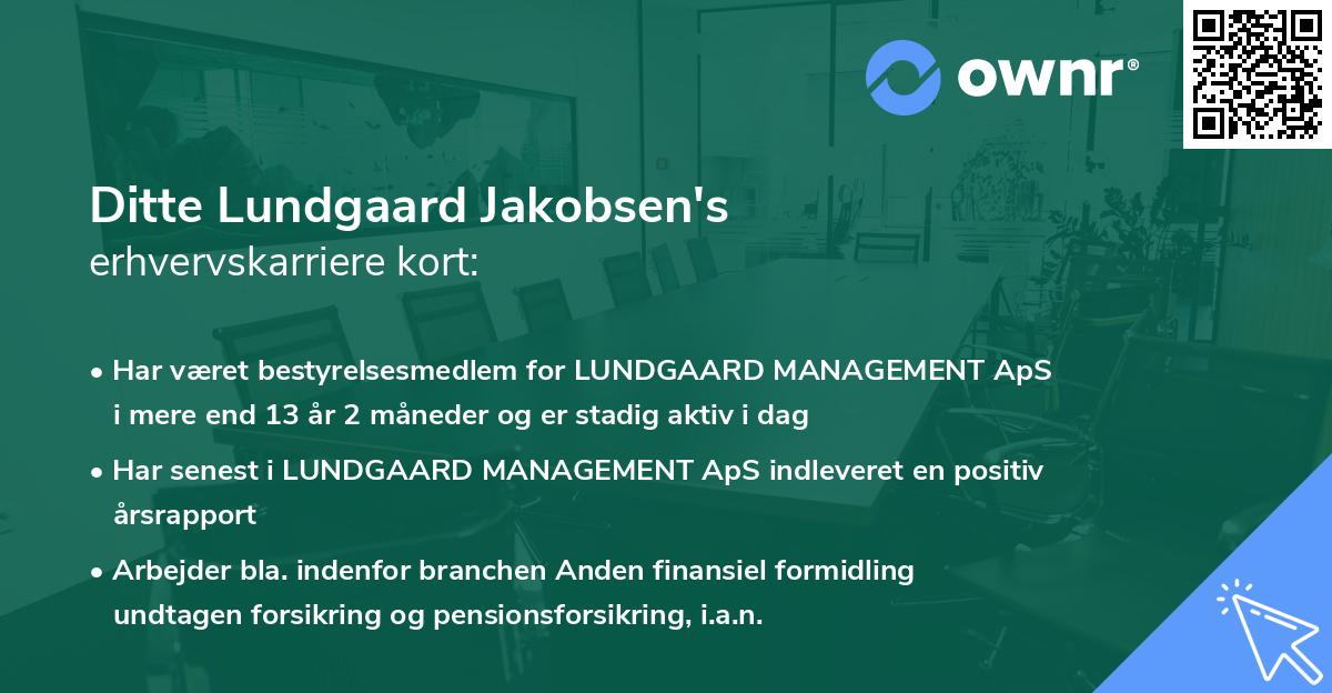 Ditte Lundgaard Jakobsen's erhvervskarriere kort