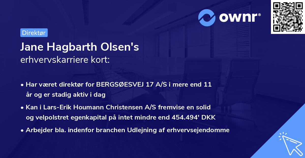 Jane Hagbarth Olsen's erhvervskarriere kort