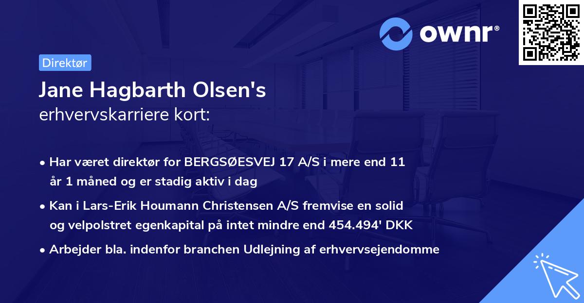 Jane Hagbarth Olsen's erhvervskarriere kort