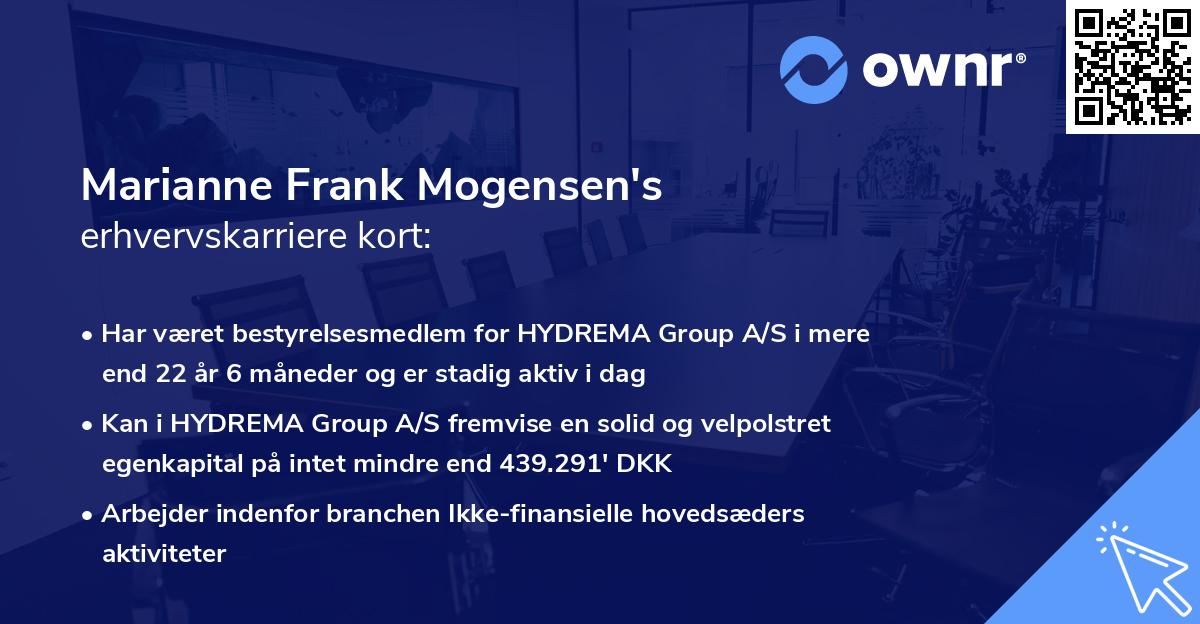 Marianne Frank Mogensen's erhvervskarriere kort