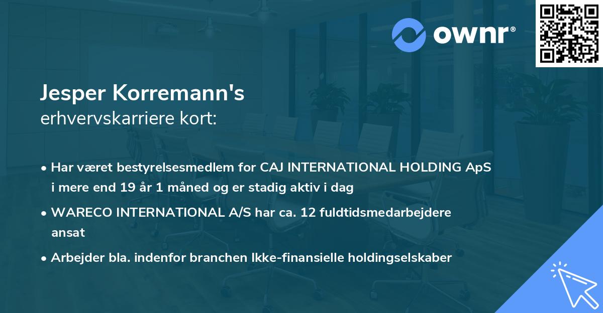 Jesper Korremann's erhvervskarriere kort