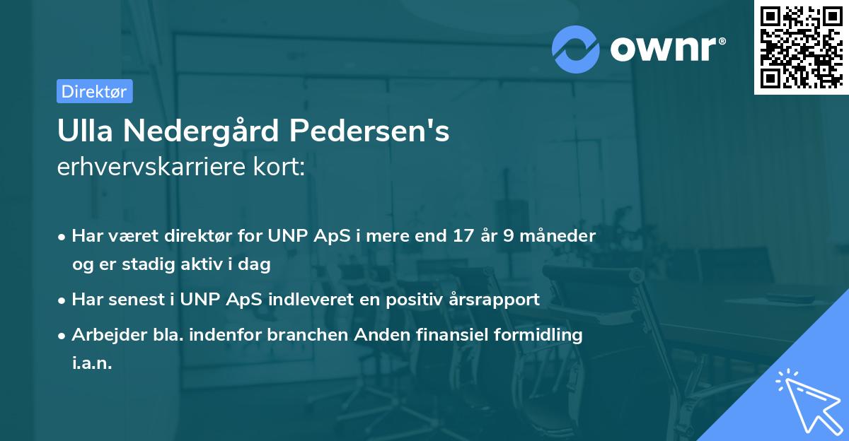 Ulla Nedergård Pedersen's erhvervskarriere kort
