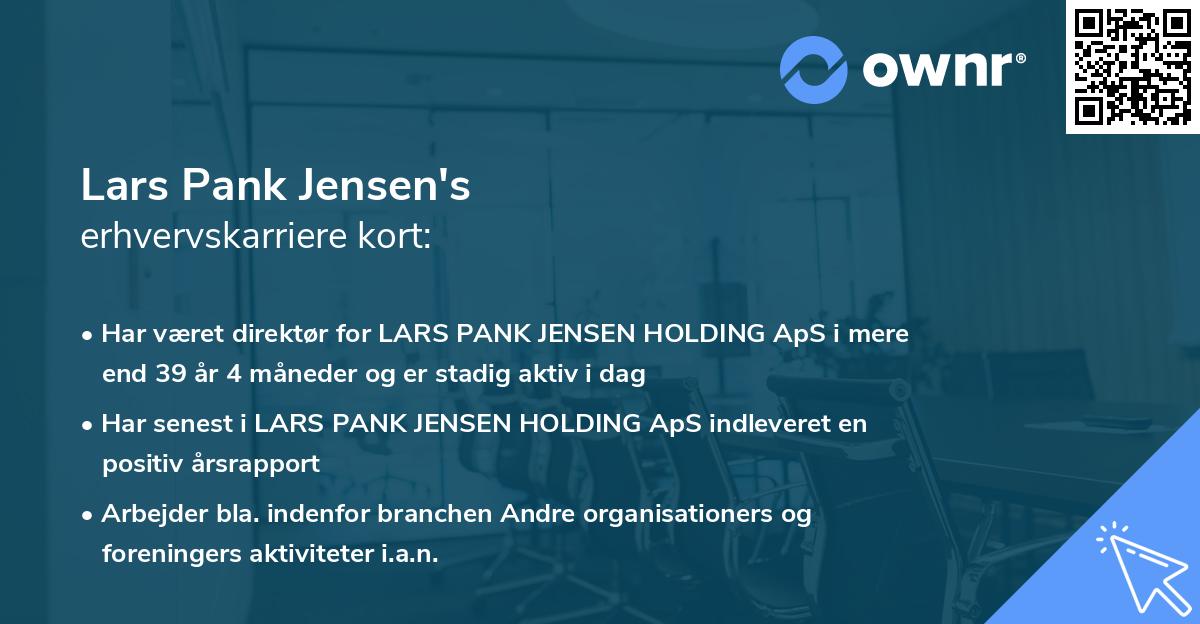 Lars Pank Jensen's erhvervskarriere kort