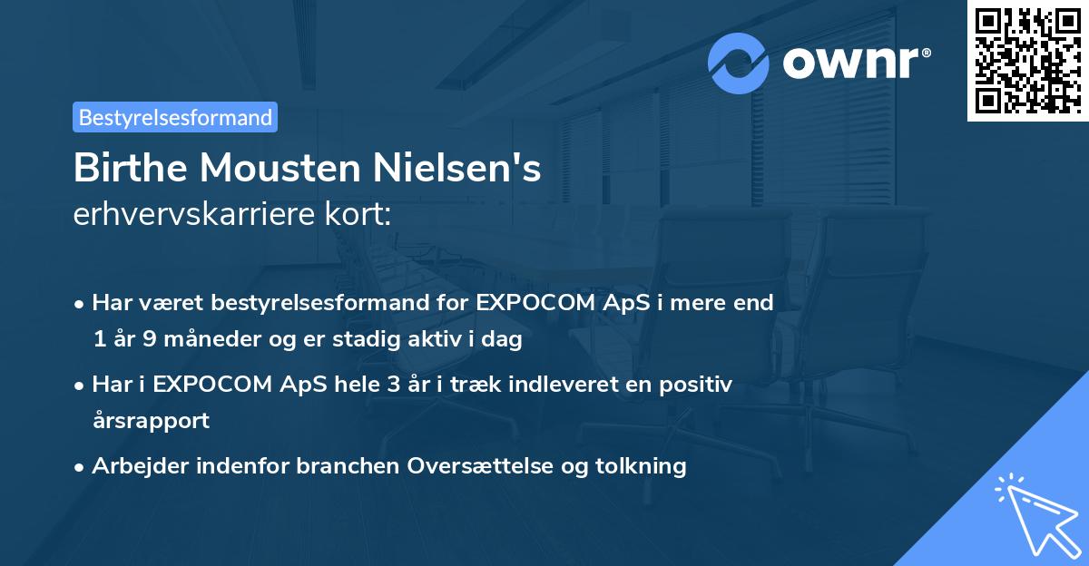 Birthe Mousten Nielsen's erhvervskarriere kort