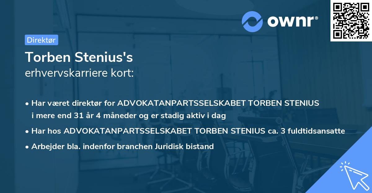 Torben Stenius's erhvervskarriere kort