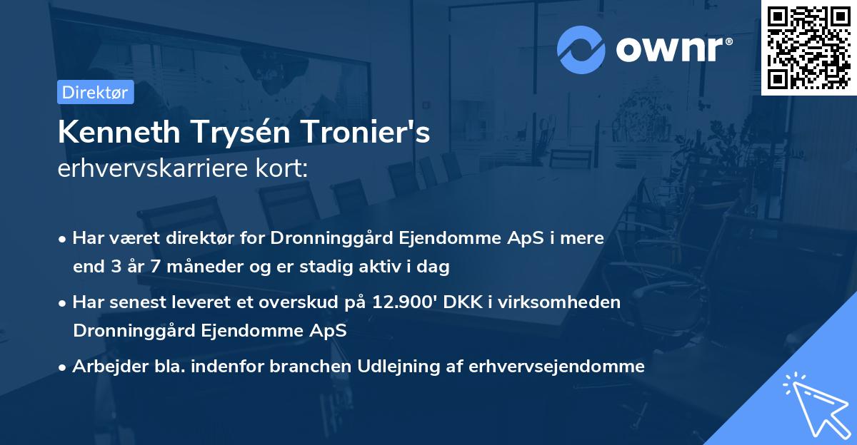 Kenneth Trysén Tronier's erhvervskarriere kort