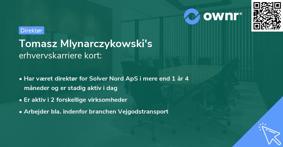 Tomasz Mlynarczykowski's erhvervskarriere kort