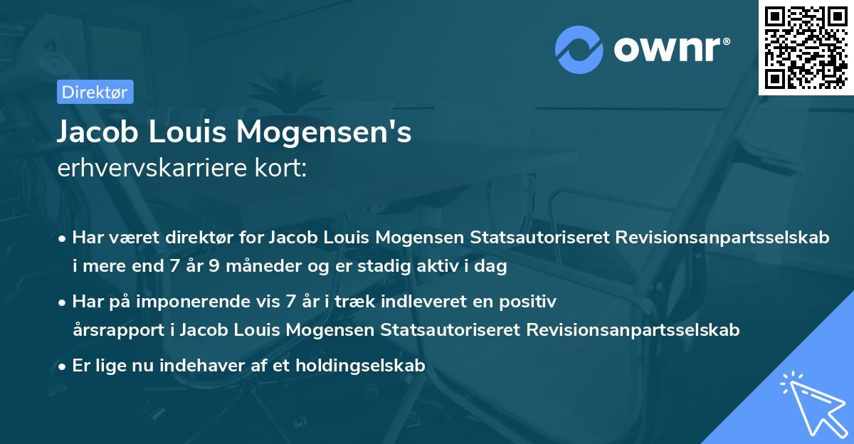 Jacob Louis Mogensen's erhvervskarriere kort