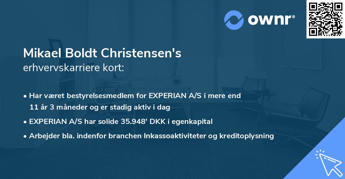 Mikael Boldt Christensen's erhvervskarriere kort