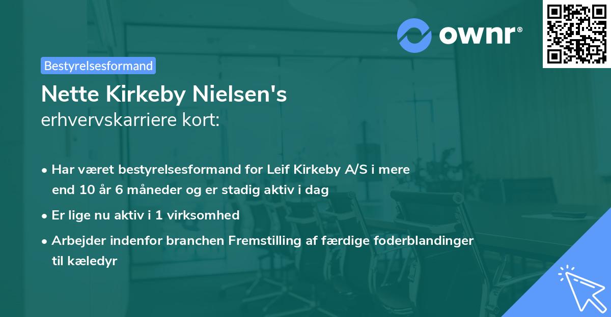 Nette Kirkeby Nielsen's erhvervskarriere kort