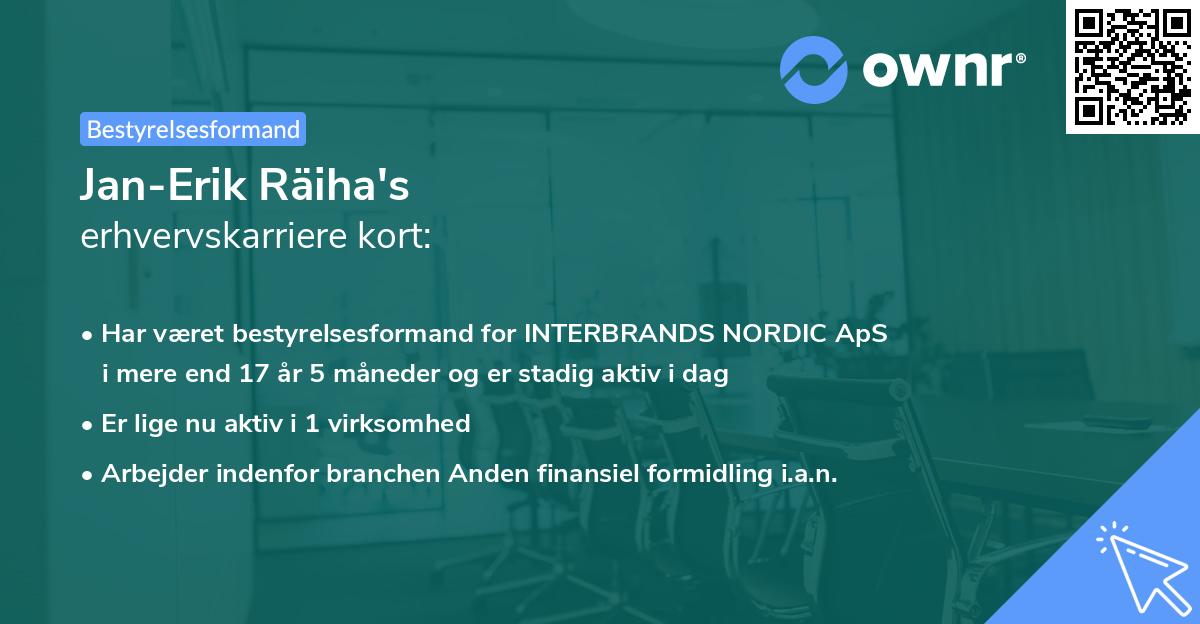 Jan-Erik Räiha's erhvervskarriere kort