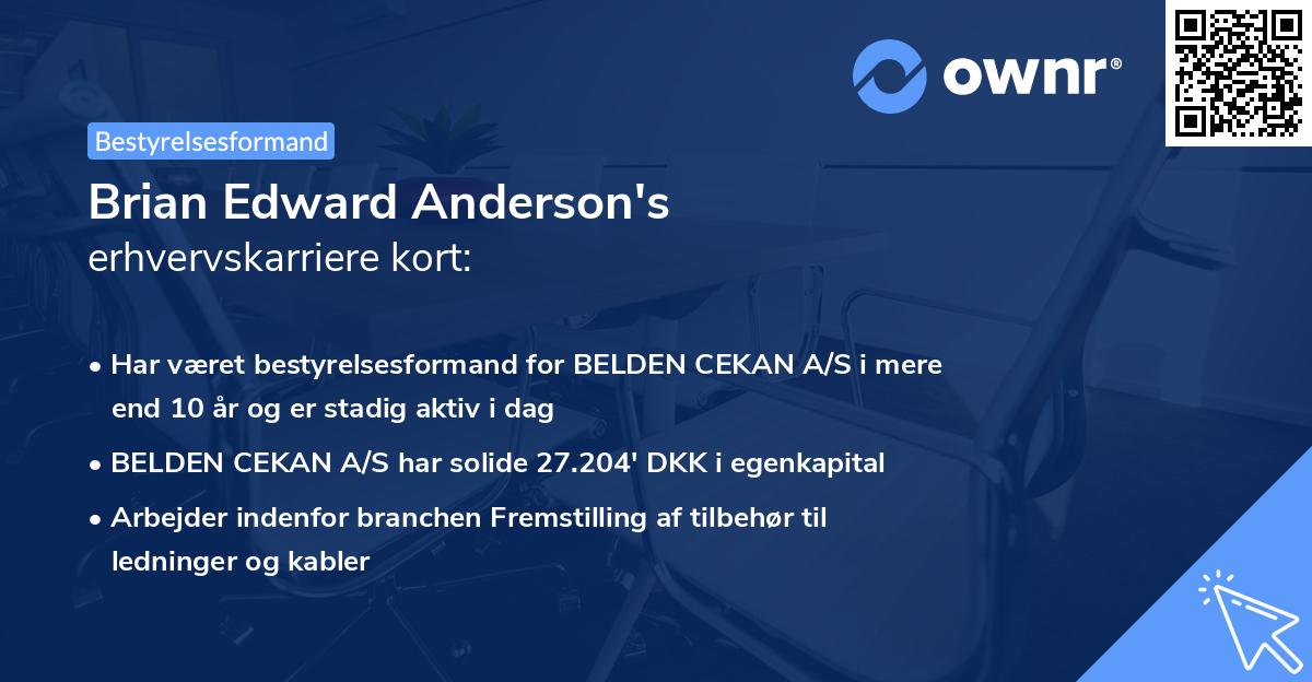 Brian Edward Anderson's erhvervskarriere kort