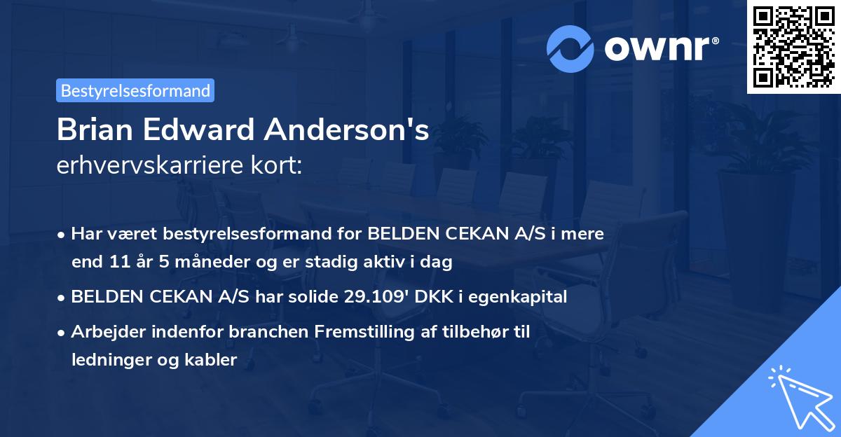 Brian Edward Anderson's erhvervskarriere kort