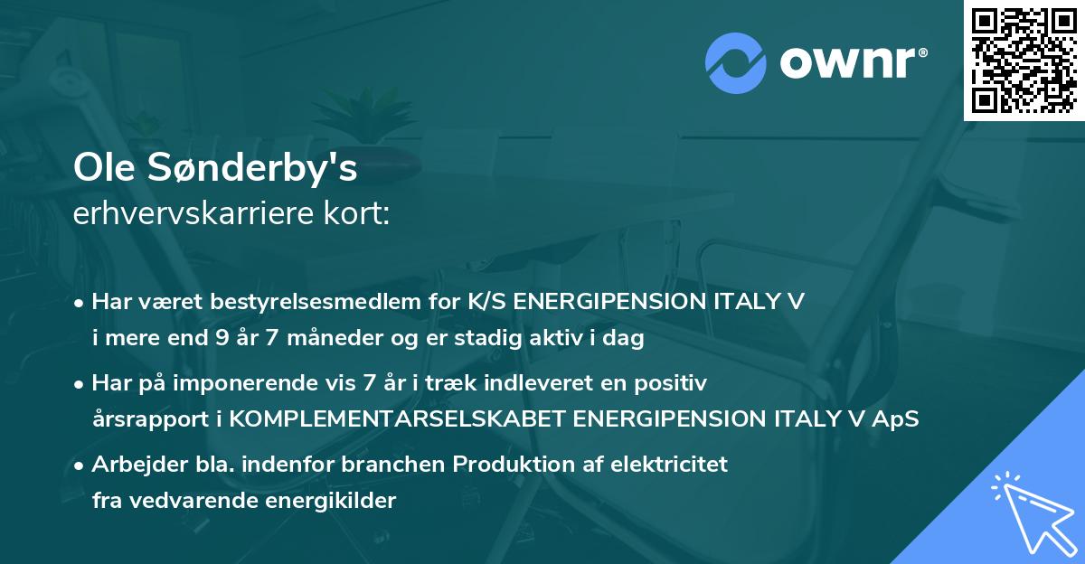 Ole Sønderby's erhvervskarriere kort