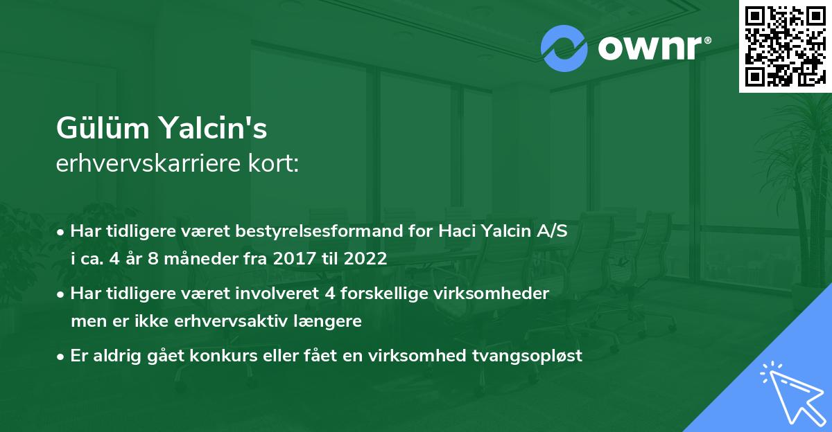 Gülüm Yalcin's erhvervskarriere kort