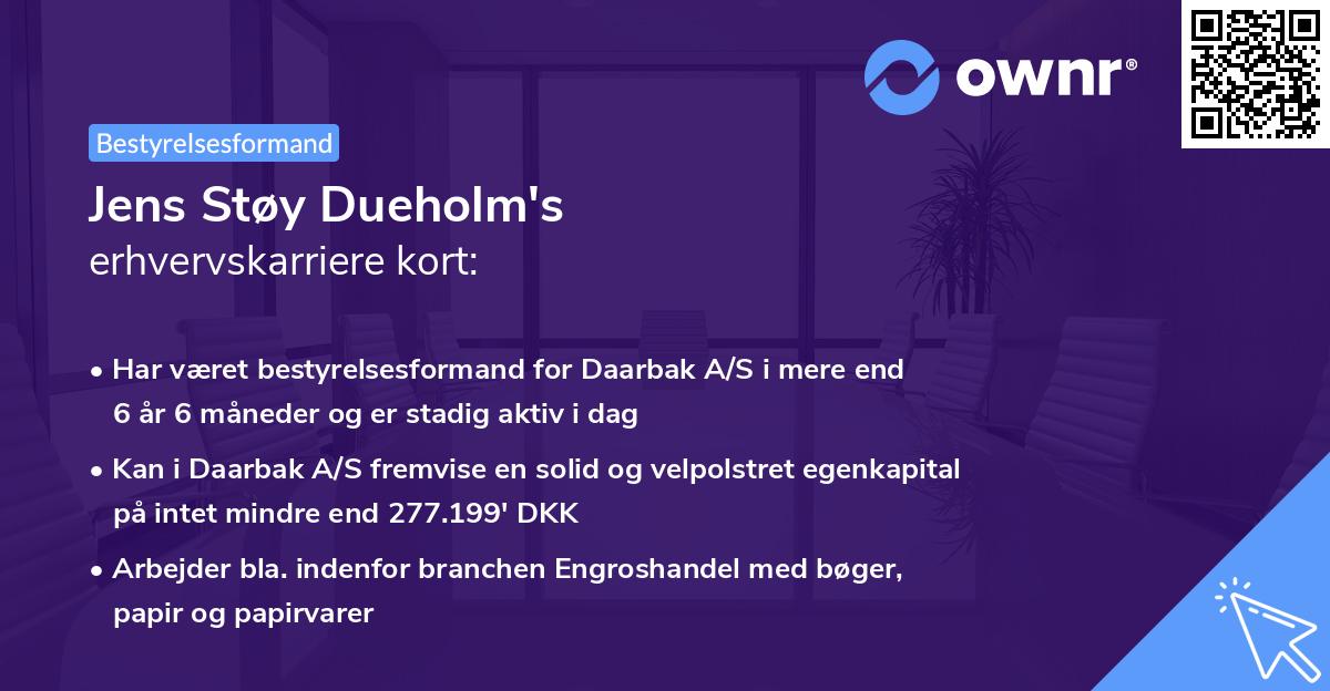 Jens Støy Dueholm's erhvervskarriere kort