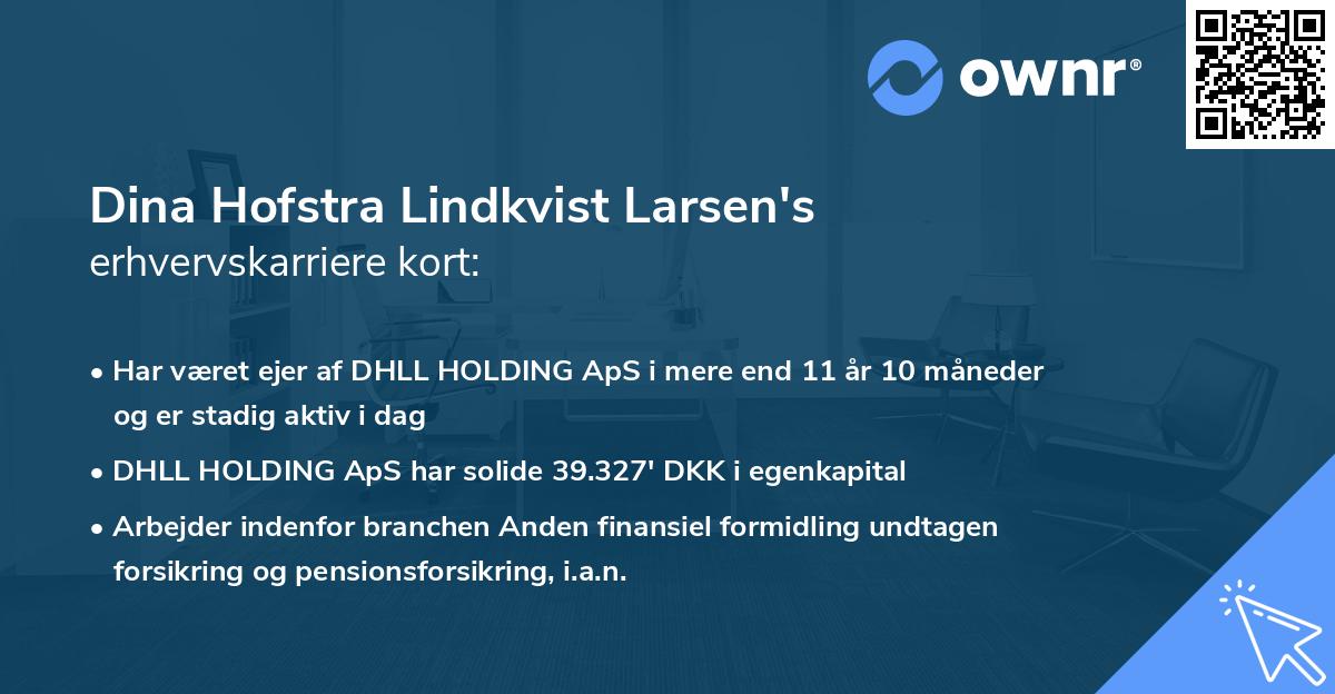 Dina Hofstra Lindkvist Larsen's erhvervskarriere kort