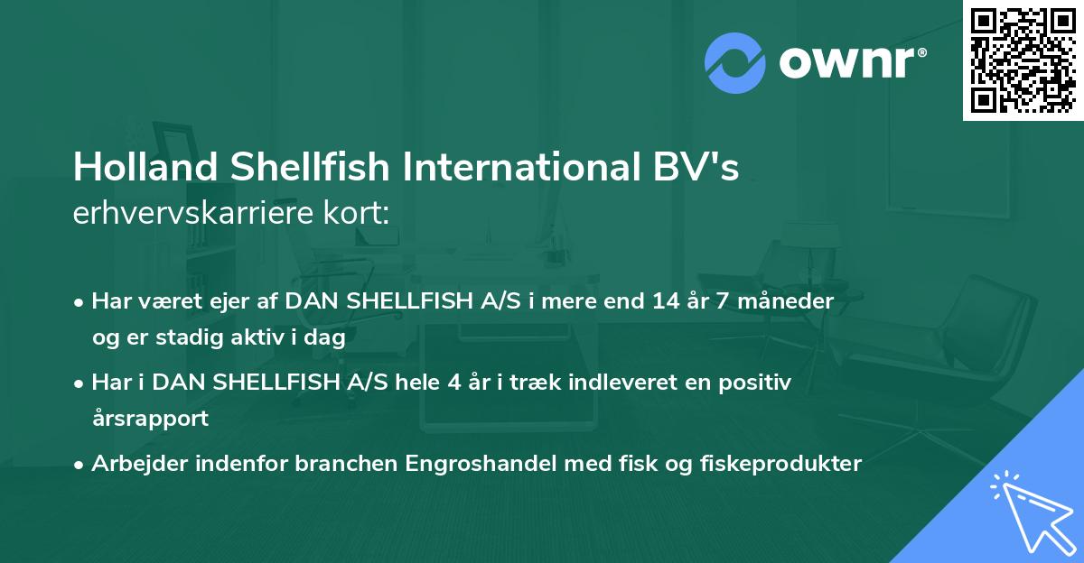 Holland Shellfish International BV's erhvervskarriere kort