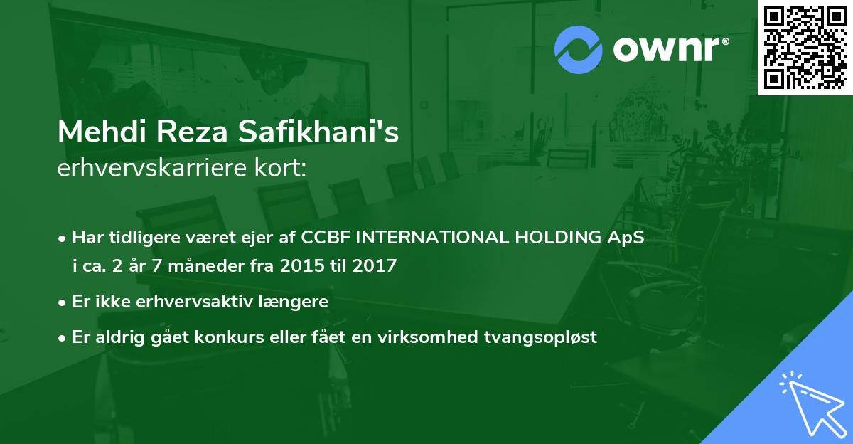 Mehdi Reza Safikhani's erhvervskarriere kort