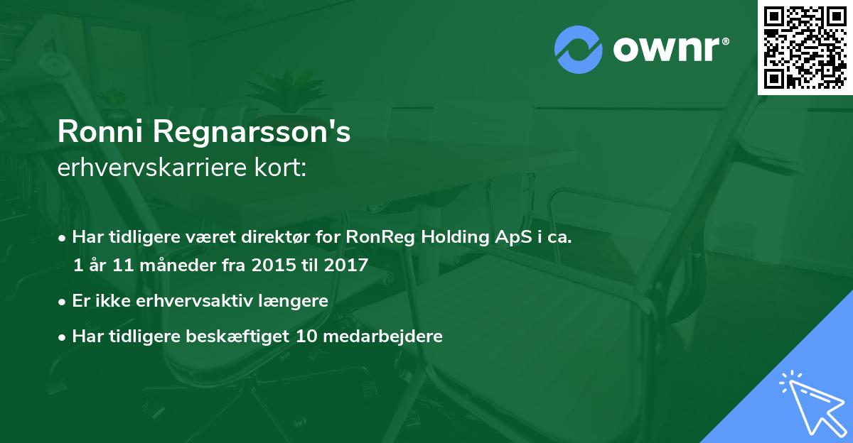 Ronni Regnarsson's erhvervskarriere kort