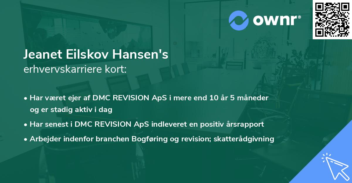 Jeanet Eilskov Hansen's erhvervskarriere kort