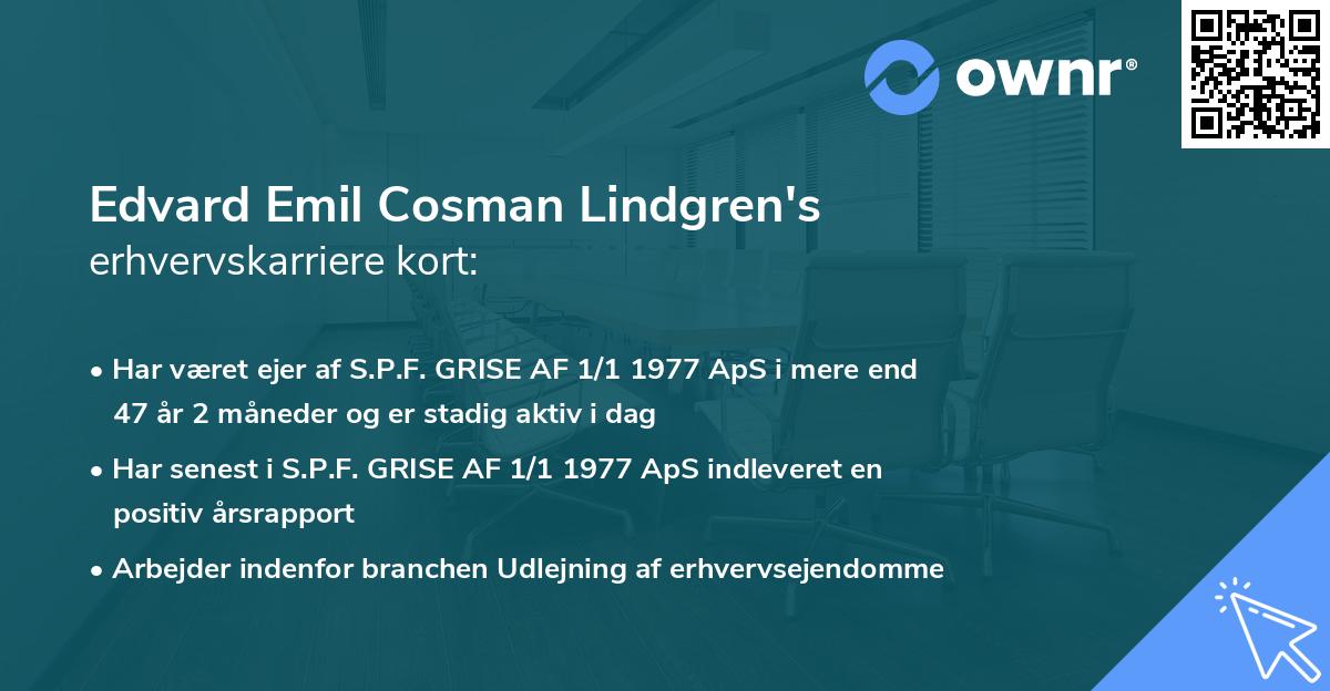 Edvard Emil Cosman Lindgren's erhvervskarriere kort