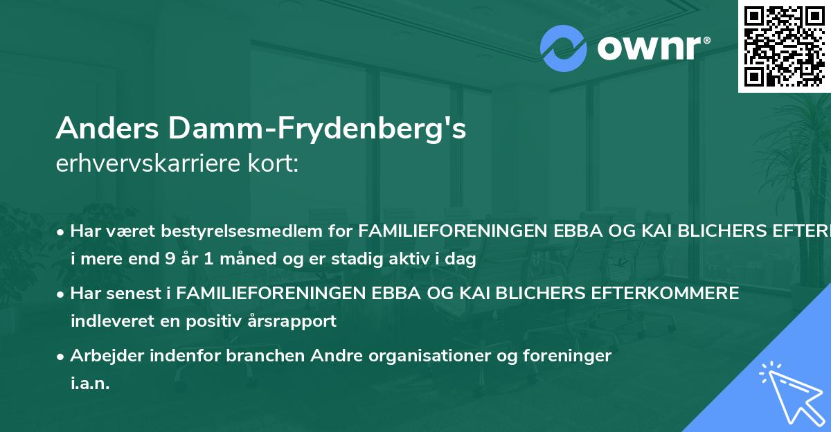 Anders Damm-Frydenberg's erhvervskarriere kort