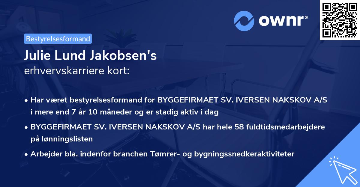 Julie Lund Jakobsen's erhvervskarriere kort