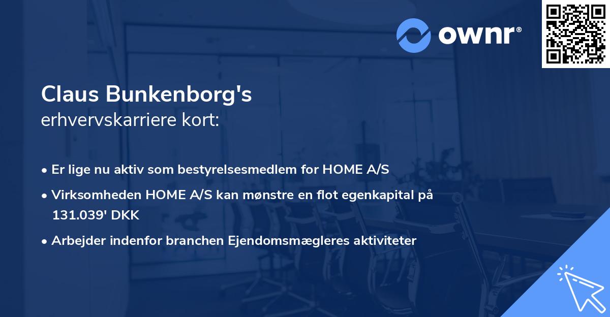 Claus Bunkenborg's erhvervskarriere kort