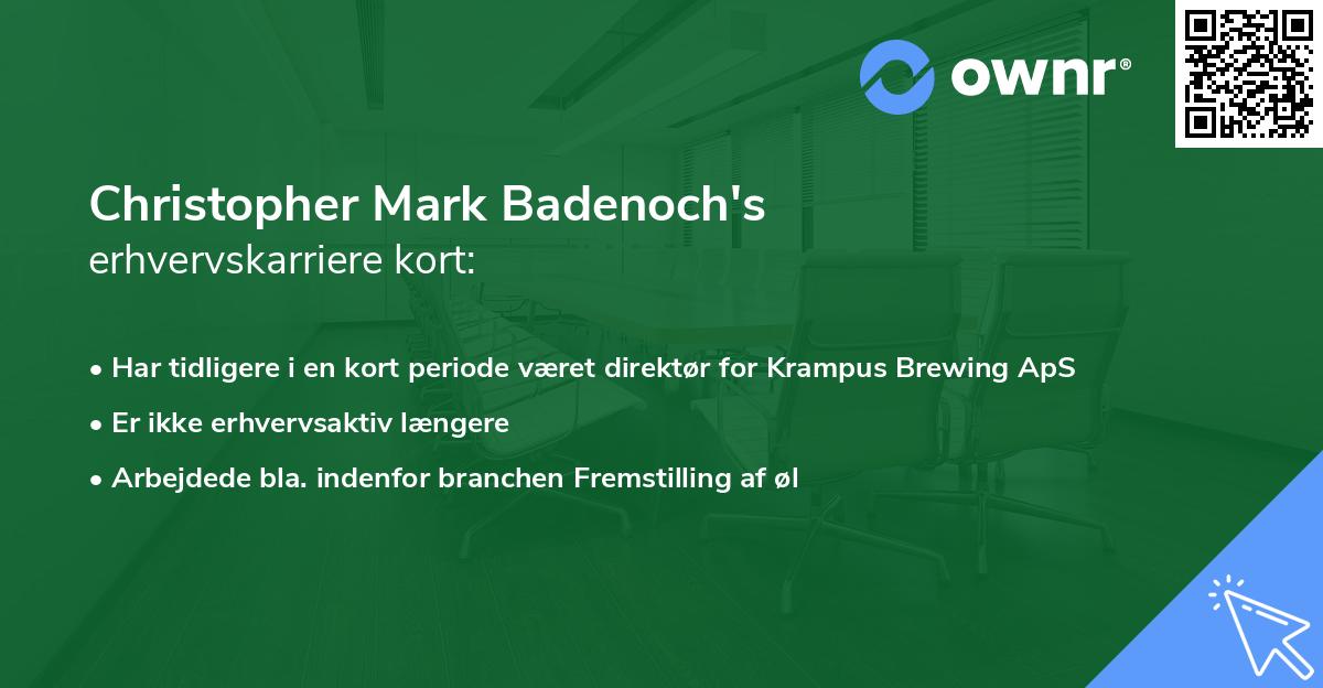 Christopher Mark Badenoch's erhvervskarriere kort