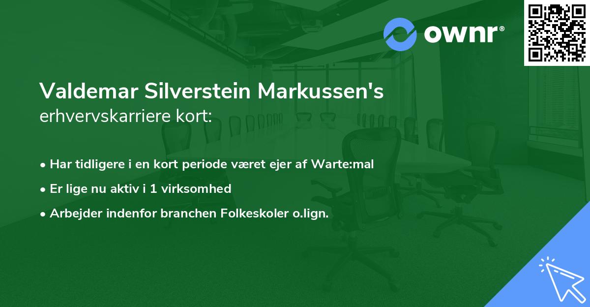 Valdemar Silverstein Markussen's erhvervskarriere kort