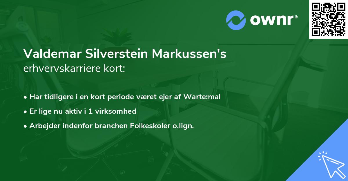 Valdemar Silverstein Markussen's erhvervskarriere kort