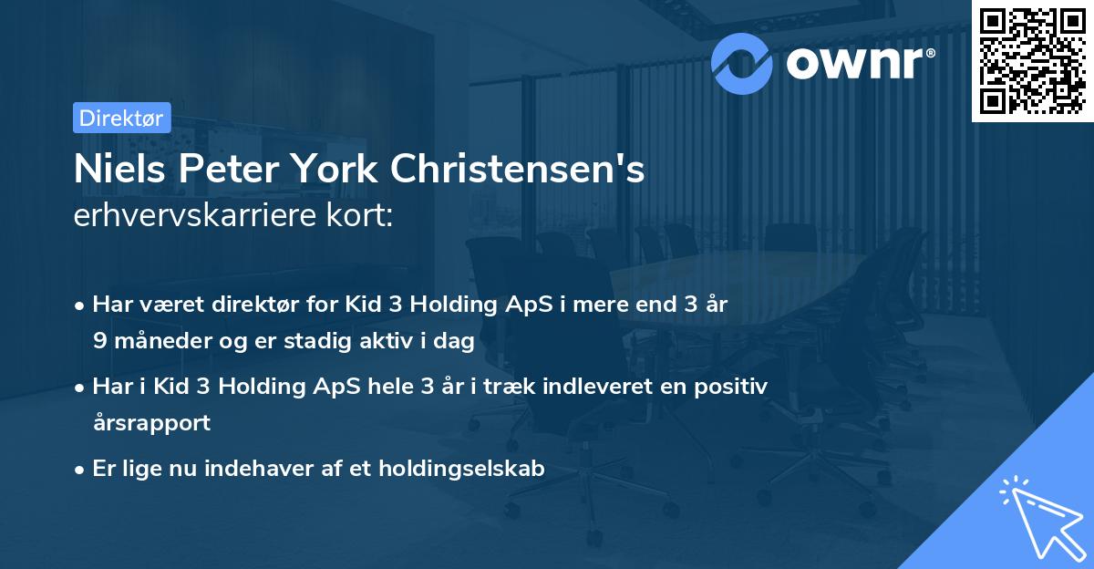 Niels Peter York Christensen's erhvervskarriere kort