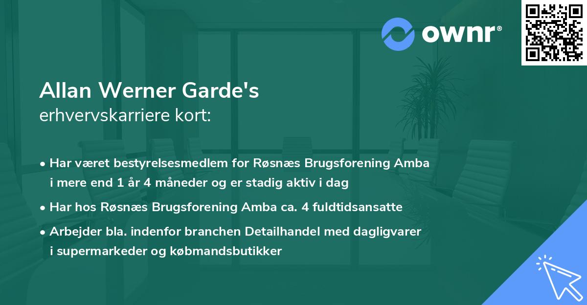 Allan Werner Garde's erhvervskarriere kort