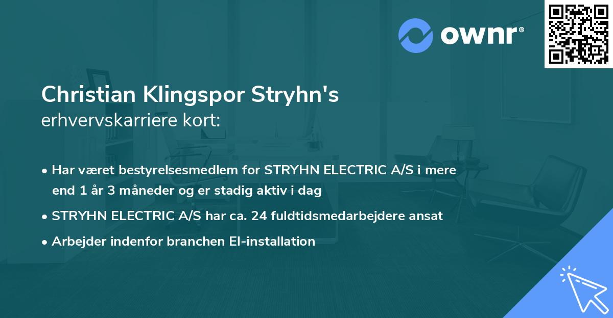 Christian Klingspor Stryhn's erhvervskarriere kort