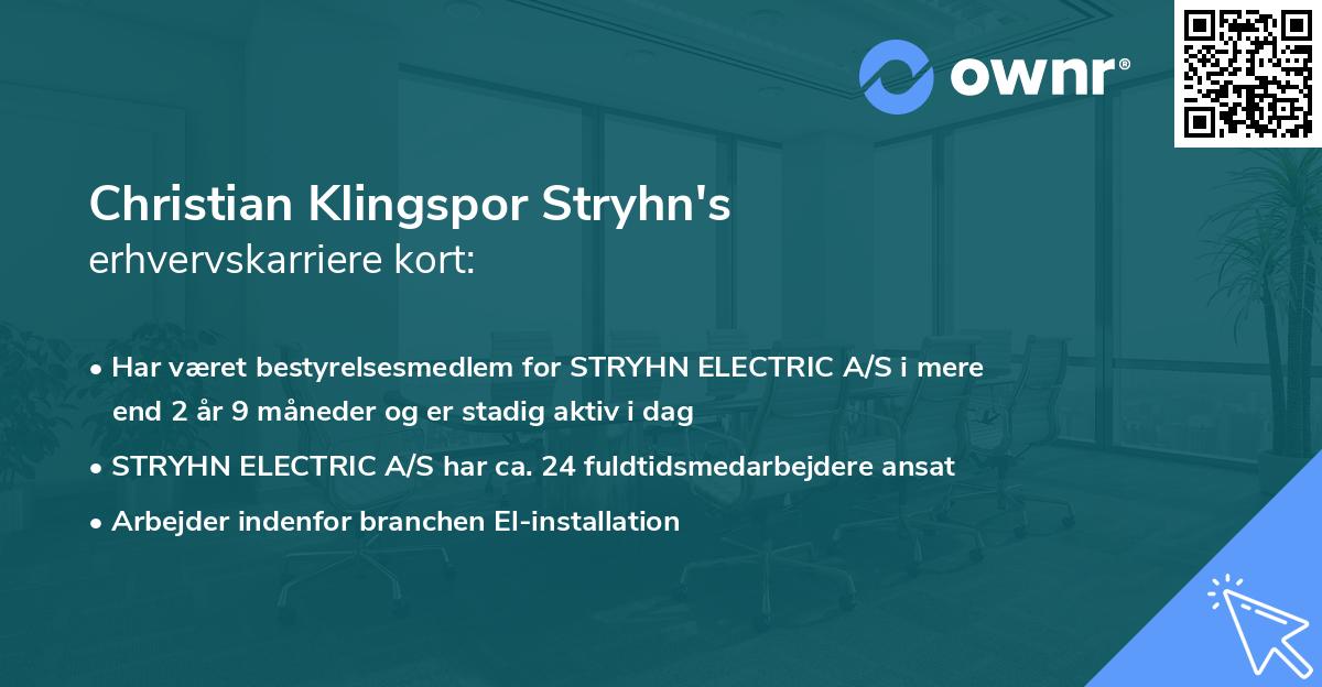 Christian Klingspor Stryhn's erhvervskarriere kort