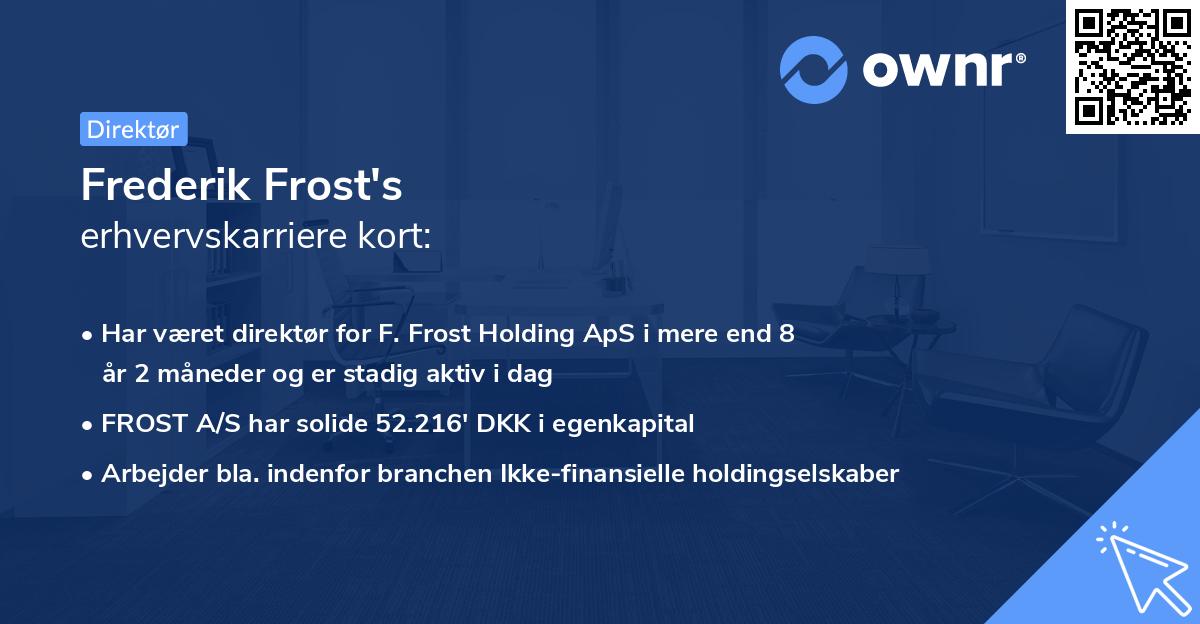 Frederik Frost's erhvervskarriere kort